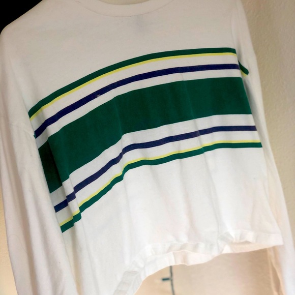 Forever 21 Tops - White striped cropped long sleeve tshirt